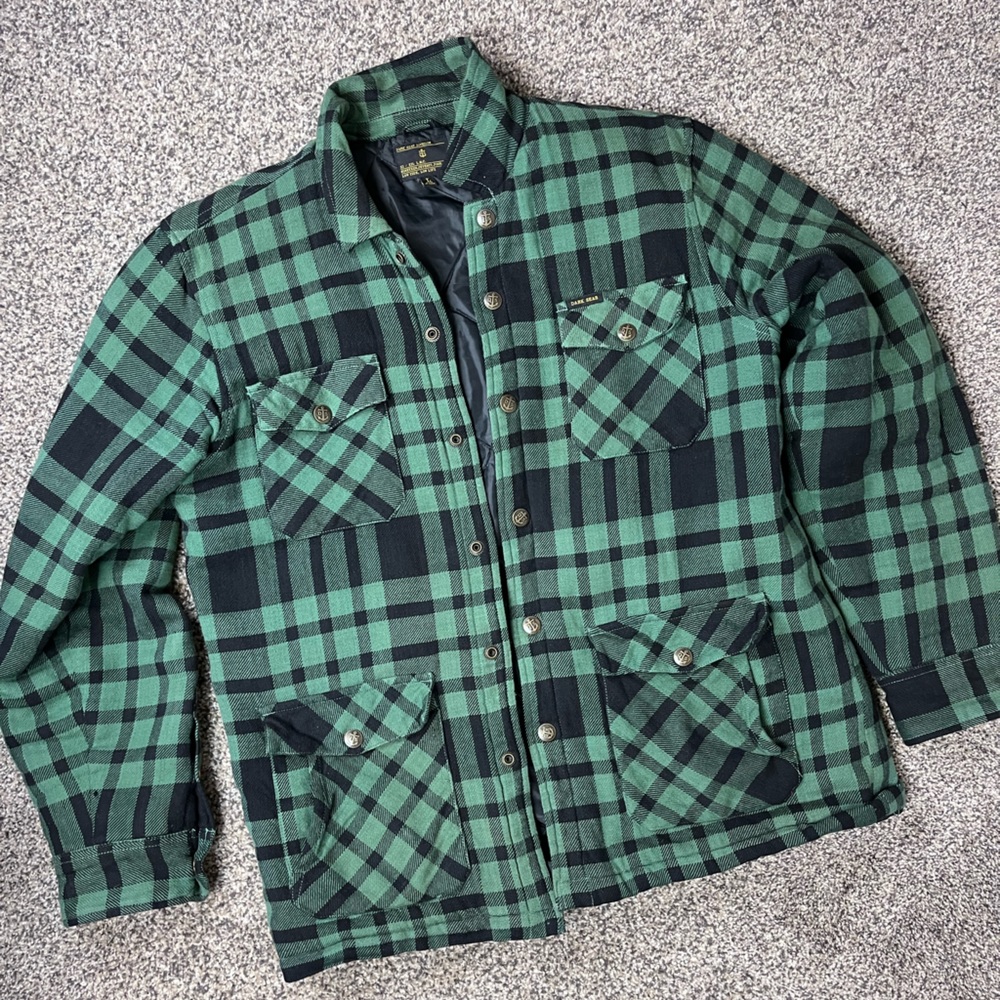 Large Men’s Jacket, Green and Black Plaid